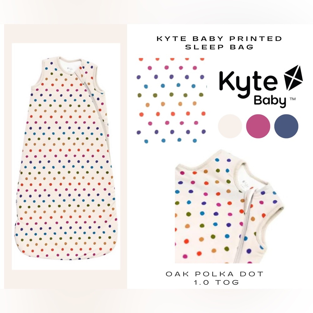 KYTE BABY PRINTED SLEEP BAG IN OAK POLKA DOT 1.0 TOG - SMALL (0-6MONTHS) - NWT